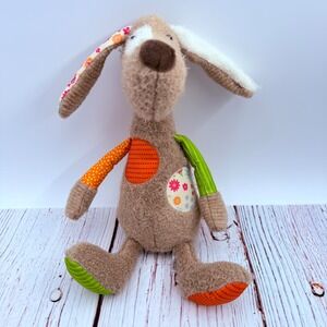 Sigikid Patchwork Sweety Dog Plush Tan Orange Green Floral 42845 Stuffed Animal